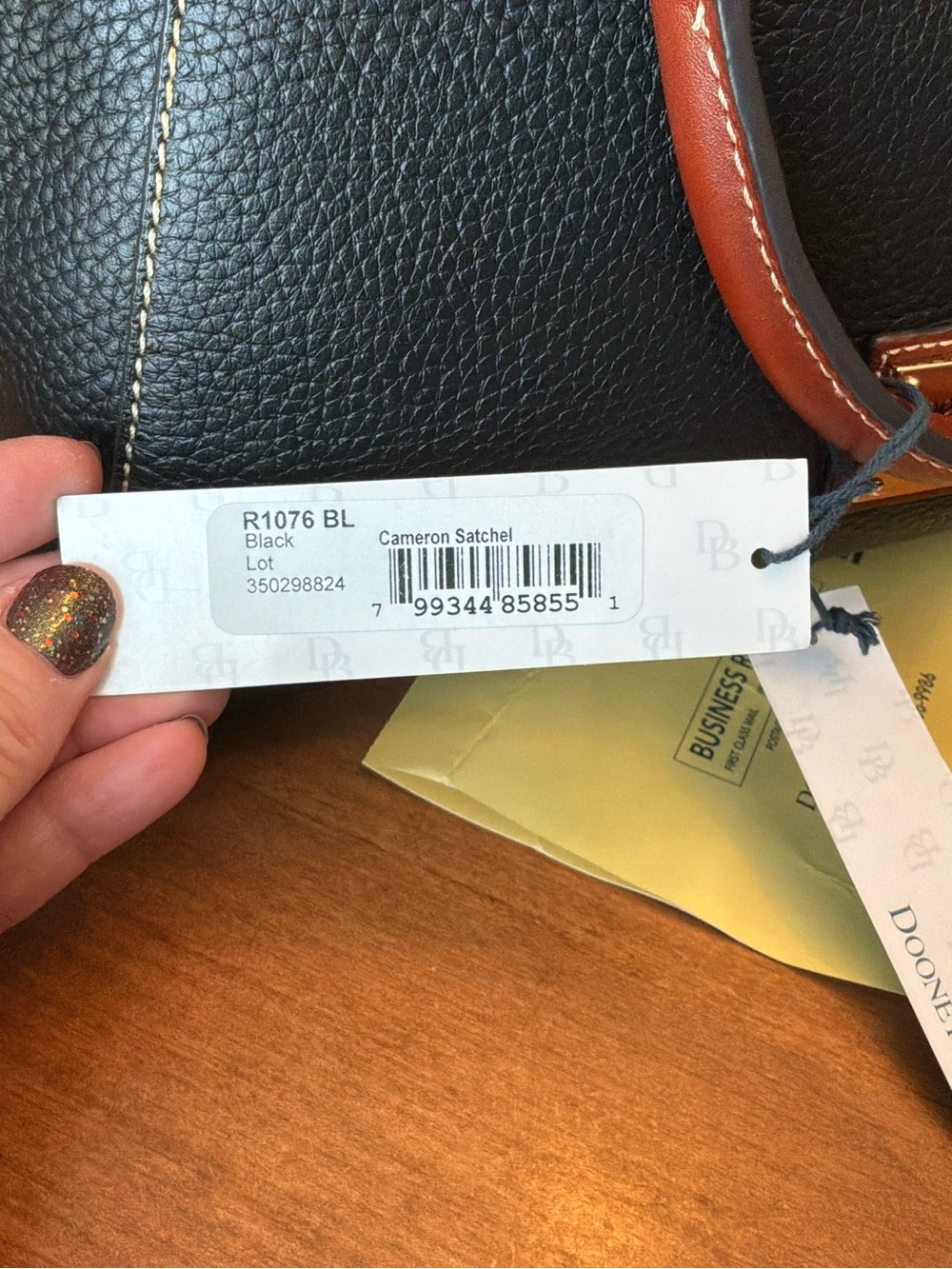 Dooney & Bourke Black and Brown Pebble Cameron Satchel - Picture 16 of 16